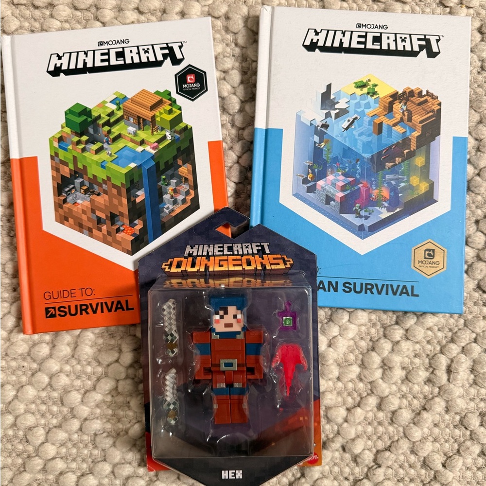 Minecraft Survival Guide Books and Hex Figure